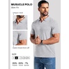 image:imageCOOFANDY Mens Ribbed Polo Shirts Short Sleeve V Neck Slim Fit Polo TShirt Casual Summer Collared Golf ShirtLight Grey