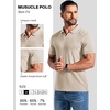 image:imageCOOFANDY Mens Ribbed Polo Shirts Short Sleeve V Neck Slim Fit Polo TShirt Casual Summer Collared Golf ShirtLight Khaki