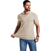 image:imageCOOFANDY Mens Ribbed Polo Shirts Short Sleeve V Neck Slim Fit Polo TShirt Casual Summer Collared Golf ShirtLight Khaki