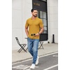 image:imageCOOFANDY Mens Ribbed Polo Shirts Short Sleeve V Neck Slim Fit Polo TShirt Casual Summer Collared Golf ShirtYellow