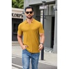 image:imageCOOFANDY Mens Ribbed Polo Shirts Short Sleeve V Neck Slim Fit Polo TShirt Casual Summer Collared Golf ShirtYellow