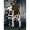 image:imageCOOFANDY Mens Short Sleeve Hoodie Workout Gym Sweatshirt Muscle Fit Fashion Athletic Hoodies Pullover Cotton Hooded TShirtsArmy Green