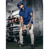 image:imageCOOFANDY Mens Short Sleeve Hoodie Workout Gym Sweatshirt Muscle Fit Fashion Athletic Hoodies Pullover Cotton Hooded TShirtsBlue