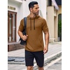 image:imageCOOFANDY Mens Short Sleeve Hoodie Workout Gym Sweatshirt Muscle Fit Fashion Athletic Hoodies Pullover Cotton Hooded TShirtsBrown