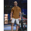 image:imageCOOFANDY Mens Short Sleeve Hoodie Workout Gym Sweatshirt Muscle Fit Fashion Athletic Hoodies Pullover Cotton Hooded TShirtsBrown