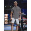 image:imageCOOFANDY Mens Short Sleeve Hoodie Workout Gym Sweatshirt Muscle Fit Fashion Athletic Hoodies Pullover Cotton Hooded TShirtsDark Grey