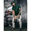 image:imageCOOFANDY Mens Short Sleeve Hoodie Workout Gym Sweatshirt Muscle Fit Fashion Athletic Hoodies Pullover Cotton Hooded TShirtsGreen