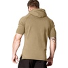 image:imageCOOFANDY Mens Short Sleeve Hoodie Workout Gym Sweatshirt Muscle Fit Fashion Athletic Hoodies Pullover Cotton Hooded TShirtsKhaki