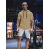 image:imageCOOFANDY Mens Short Sleeve Hoodie Workout Gym Sweatshirt Muscle Fit Fashion Athletic Hoodies Pullover Cotton Hooded TShirtsKhaki