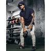 image:imageCOOFANDY Mens Short Sleeve Hoodie Workout Gym Sweatshirt Muscle Fit Fashion Athletic Hoodies Pullover Cotton Hooded TShirtsNavy Blue
