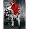 image:imageCOOFANDY Mens Short Sleeve Hoodie Workout Gym Sweatshirt Muscle Fit Fashion Athletic Hoodies Pullover Cotton Hooded TShirtsRed