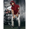 image:imageCOOFANDY Mens Short Sleeve Hoodie Workout Gym Sweatshirt Muscle Fit Fashion Athletic Hoodies Pullover Cotton Hooded TShirtsWine Red