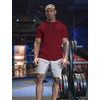 image:imageCOOFANDY Mens Short Sleeve Hoodie Workout Gym Sweatshirt Muscle Fit Fashion Athletic Hoodies Pullover Cotton Hooded TShirtsWine Red