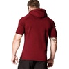 image:imageCOOFANDY Mens Short Sleeve Hoodie Workout Gym Sweatshirt Muscle Fit Fashion Athletic Hoodies Pullover Cotton Hooded TShirtsWine Red
