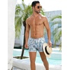 image:imageCOOFANDY Mens Square Leg Swim Briefs Tight Swim Trunks Swimsuit Athletic Bathing Suit Swimwear with LinerPattern  Deep Blue Plam Leaf
