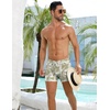 image:imageCOOFANDY Mens Square Leg Swim Briefs Tight Swim Trunks Swimsuit Athletic Bathing Suit Swimwear with LinerPattern  Green Plam Leaf