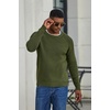 image:imageCOOFANDY Mens Sweater Crewneck Pullover Waffle Knit Long Sleeve  Crewneck Design Waffle Knit Raglan Sleeves Warm Comfort Durable Stretch FitArmy Green