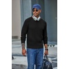 image:imageCOOFANDY Mens Sweater Crewneck Pullover Waffle Knit Long Sleeve  Crewneck Design Waffle Knit Raglan Sleeves Warm Comfort Durable Stretch FitBlack