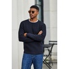 image:imageCOOFANDY Mens Sweater Crewneck Pullover Waffle Knit Long Sleeve  Crewneck Design Waffle Knit Raglan Sleeves Warm Comfort Durable Stretch FitDark Blue