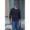 image:imageCOOFANDY Mens Sweater Crewneck Pullover Waffle Knit Long Sleeve  Crewneck Design Waffle Knit Raglan Sleeves Warm Comfort Durable Stretch FitDark Blue