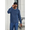 image:imageCOOFANDY Mens Sweater Crewneck Pullover Waffle Knit Long Sleeve  Crewneck Design Waffle Knit Raglan Sleeves Warm Comfort Durable Stretch FitDenim Blue