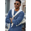 image:imageCOOFANDY Mens Sweater Crewneck Pullover Waffle Knit Long Sleeve  Crewneck Design Waffle Knit Raglan Sleeves Warm Comfort Durable Stretch FitDenim Blue