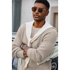 image:imageCOOFANDY Mens Sweater Crewneck Pullover Waffle Knit Long Sleeve  Crewneck Design Waffle Knit Raglan Sleeves Warm Comfort Durable Stretch FitKhaki
