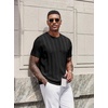 image:imageCOOFANDY Mens TShirts Short Sleeve Knit Shirt Crew Neck Sweater Fashion Casual Textured Pullover Tees01black