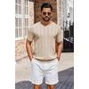image:imageCOOFANDY Mens TShirts Short Sleeve Knit Shirt Crew Neck Sweater Fashion Casual Textured Pullover Tees02light Khaki