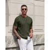 image:imageCOOFANDY Mens TShirts Short Sleeve Knit Shirt Crew Neck Sweater Fashion Casual Textured Pullover TeesArmy Green