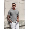 image:imageCOOFANDY Mens TShirts Short Sleeve Knit Shirt Crew Neck Sweater Fashion Casual Textured Pullover TeesGrey