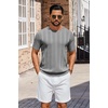 image:imageCOOFANDY Mens TShirts Short Sleeve Knit Shirt Crew Neck Sweater Fashion Casual Textured Pullover TeesGrey
