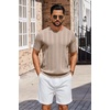 image:imageCOOFANDY Mens TShirts Short Sleeve Knit Shirt Crew Neck Sweater Fashion Casual Textured Pullover TeesKhaki