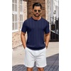 image:imageCOOFANDY Mens TShirts Short Sleeve Knit Shirt Crew Neck Sweater Fashion Casual Textured Pullover TeesNavy Blue