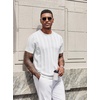 image:imageCOOFANDY Mens TShirts Short Sleeve Knit Shirt Crew Neck Sweater Fashion Casual Textured Pullover TeesWhite