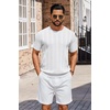 image:imageCOOFANDY Mens TShirts Short Sleeve Knit Shirt Crew Neck Sweater Fashion Casual Textured Pullover TeesWhite