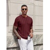 image:imageCOOFANDY Mens TShirts Short Sleeve Knit Shirt Crew Neck Sweater Fashion Casual Textured Pullover TeesWine Red