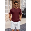 image:imageCOOFANDY Mens TShirts Short Sleeve Knit Shirt Crew Neck Sweater Fashion Casual Textured Pullover TeesWine Red