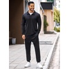 image:imageCOOFANDY Mens Tracksuit 2 Piece Quarter Zip Polo Athletic Sweatsuits Casual Running Jogging Sport Suit SetsAll Black