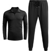 image:imageCOOFANDY Mens Tracksuit 2 Piece Quarter Zip Polo Athletic Sweatsuits Casual Running Jogging Sport Suit SetsAll Black