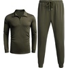 image:imageCOOFANDY Mens Tracksuit 2 Piece Quarter Zip Polo Athletic Sweatsuits Casual Running Jogging Sport Suit SetsArmy Green