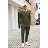 image:imageCOOFANDY Mens Tracksuit 2 Piece Quarter Zip Polo Athletic Sweatsuits Casual Running Jogging Sport Suit SetsArmy Green
