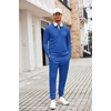 image:imageCOOFANDY Mens Tracksuit 2 Piece Quarter Zip Polo Athletic Sweatsuits Casual Running Jogging Sport Suit SetsBlue