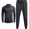 image:imageCOOFANDY Mens Tracksuit 2 Piece Quarter Zip Polo Athletic Sweatsuits Casual Running Jogging Sport Suit SetsDark Gray
