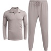 image:imageCOOFANDY Mens Tracksuit 2 Piece Quarter Zip Polo Athletic Sweatsuits Casual Running Jogging Sport Suit SetsGrey