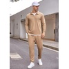 image:imageCOOFANDY Mens Tracksuit 2 Piece Quarter Zip Polo Athletic Sweatsuits Casual Running Jogging Sport Suit SetsKhaki