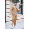 image:imageCOOFANDY Mens Tracksuit 2 Piece Quarter Zip Polo Athletic Sweatsuits Casual Running Jogging Sport Suit SetsKhaki