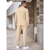image:imageCOOFANDY Mens Tracksuit 2 Piece Quarter Zip Polo Athletic Sweatsuits Casual Running Jogging Sport Suit SetsLight Khaki