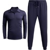 image:imageCOOFANDY Mens Tracksuit 2 Piece Quarter Zip Polo Athletic Sweatsuits Casual Running Jogging Sport Suit SetsNavy Blue