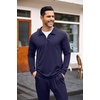 image:imageCOOFANDY Mens Tracksuit 2 Piece Quarter Zip Polo Athletic Sweatsuits Casual Running Jogging Sport Suit SetsNavy Blue